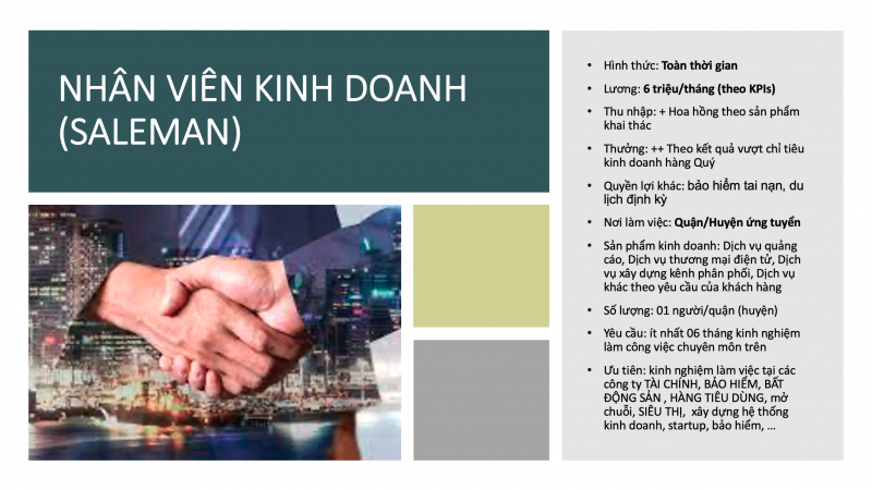 Đại diện bán hàng – Sale Representative (SR)