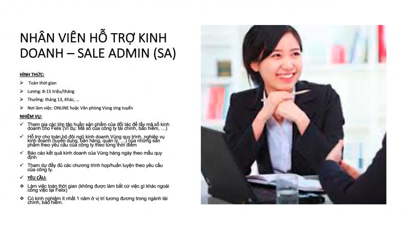 Nhân viên Hỗ trợ kinh doanh – Sale Admin (SA)