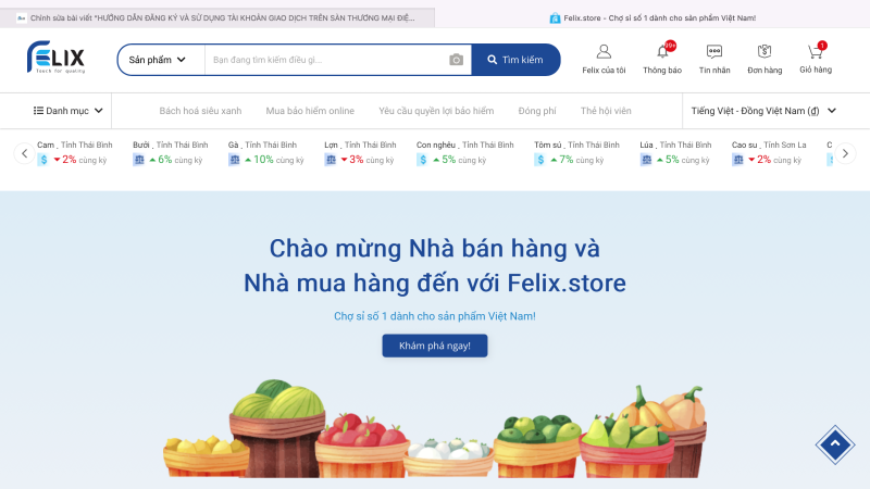 Sàn thương mại điện tử Felix.store hỗ trợ đặc biệt doanh nghiệp SMEs, HTX, Hội viên nông dân kinh doanh trên sàn từ 15/03/2025