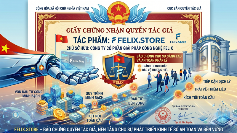 CHỨNG NHẬN QUYỀN TÁC GIẢ FELIX.STORE – BẢO CHỨNG CHO SỰ SÁNG TẠO VÀ AN TOÀN PHÁP LÝ