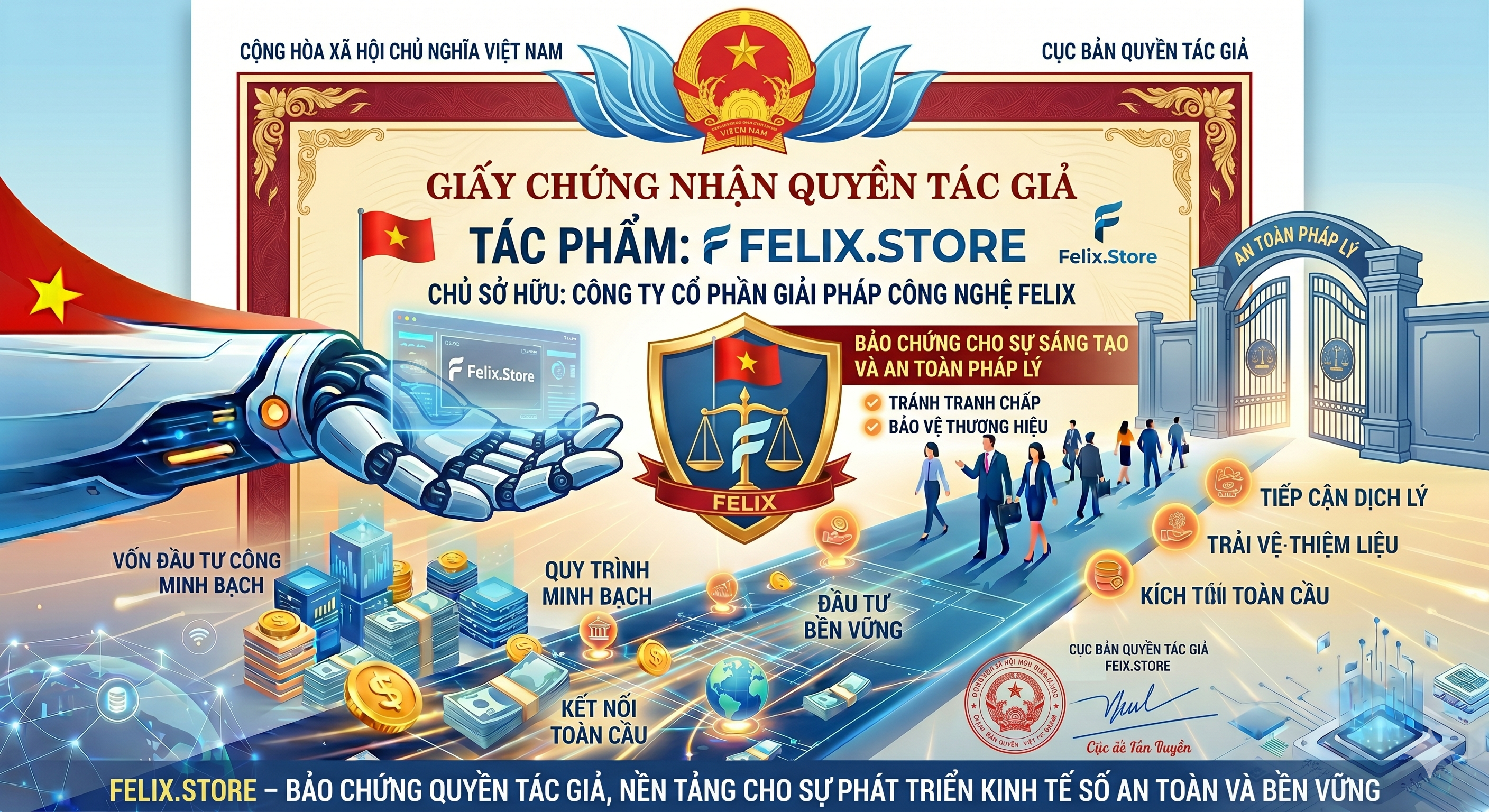 CHỨNG NHẬN QUYỀN TÁC GIẢ FELIX.STORE – BẢO CHỨNG CHO SỰ SÁNG TẠO VÀ AN TOÀN PHÁP LÝ