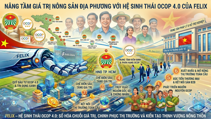 NÂNG TẦM GIÁ TRỊ NÔNG SẢN ĐỊA PHƯƠNG VỚI HỆ SINH THÁI OCOP 4.0 CỦA FELIX