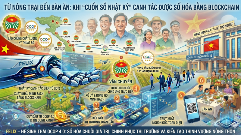 TỪ NÔNG TRẠI ĐẾN BÀN ĂN: KHI “CUỐN SỔ NHẬT KÝ” CANH TÁC ĐƯỢC SỐ HÓA BẰNG BLOCKCHAIN
